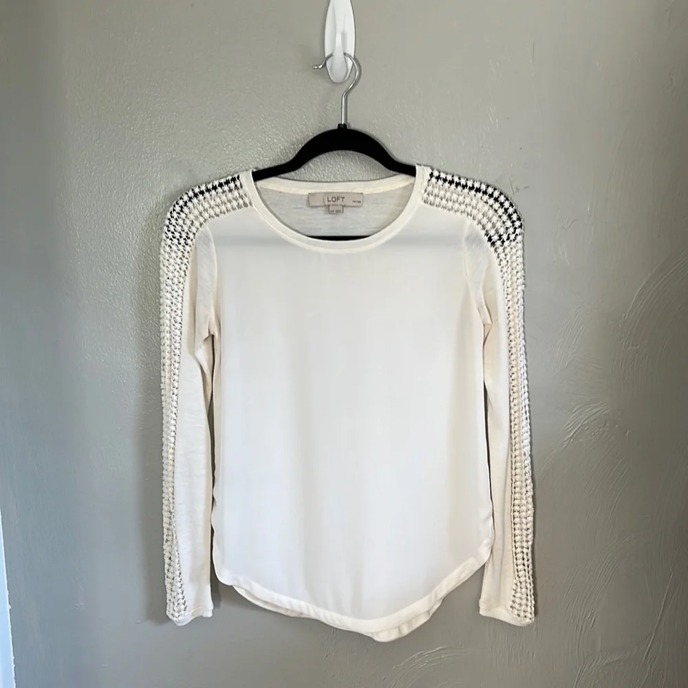 LOFT ivory long sleeve top